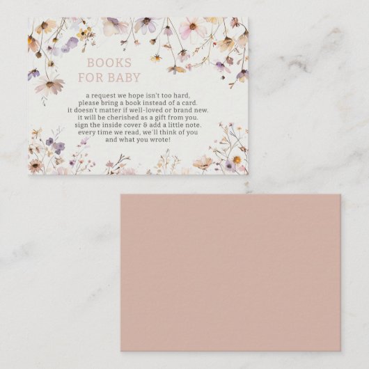 Wildblumen Baby Girl Babydusche Anfrage Begleitkarte (Vorne/Hinten)