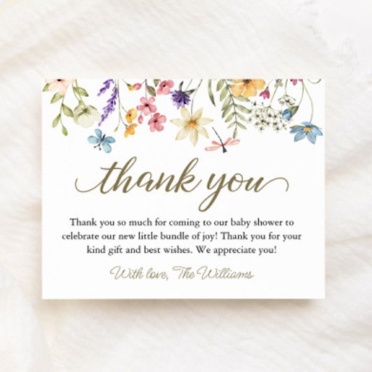 Wildblumen Baby im Blümchen-Kinderdusche Dankeskarte