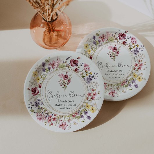 Wildblumen Baby im Blümchen-Kinderdusche Pappteller