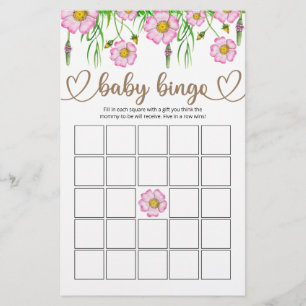 Wildblumen Baby in Bloom Baby Dusche Bingo Spiel