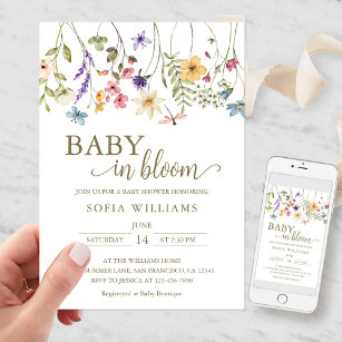 Wildblumen Baby in Bloom Baby Dusche Einladung