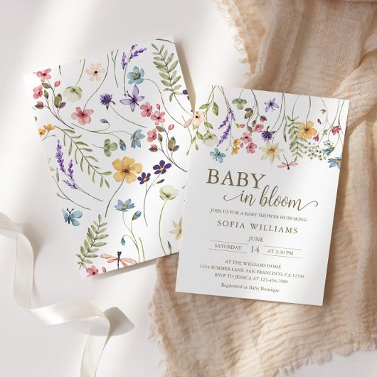 Wildblumen Baby in Bloom Baby Dusche Einladung