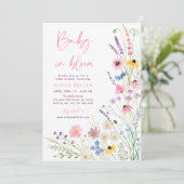 Wildblumen Baby in Bloom Baby Dusche Einladung (Stehend Vorderseite)