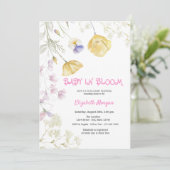 Wildblumen Baby in Bloom Baby Dusche Einladung (Stehend Vorderseite)