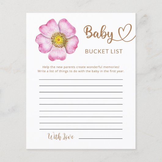 Wildblumen Baby in Bloom Baby Shocket List (Vorderseite)