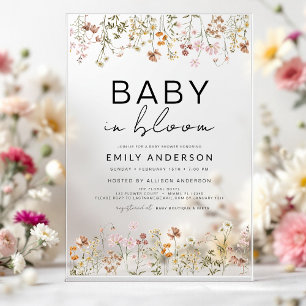 Wildblumen-Baby-in-Bloom-Baby-Shower Acryleinladungen