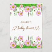 Wildblumen Baby in Bloom Baby Showmenü Begleitkarte (Rückseite)