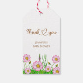 Wildblumen Baby in blühenden Babydusche Geschenkanhänger (Rückseite)