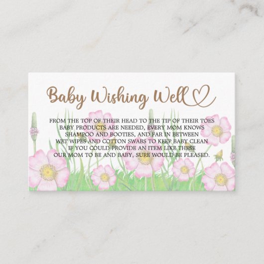 Wildblumen Baby in blühender Babydusche Gut wollen Begleitkarte (Vorderseite)