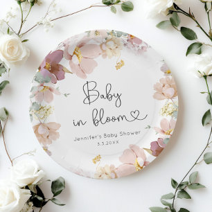 Wildblumen Baby in Blüte Baby Shower Pappteller