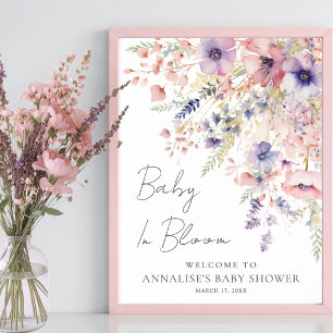 Wildblumen-Baby in Blüte Baby Shower Willkommen Poster