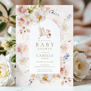 Wildblumen-Baby-in-Blüte-Mädchen-Baby-Party Einladung