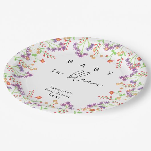 Wildblumen - Baby in Blüte Pappteller (Schrägansicht)