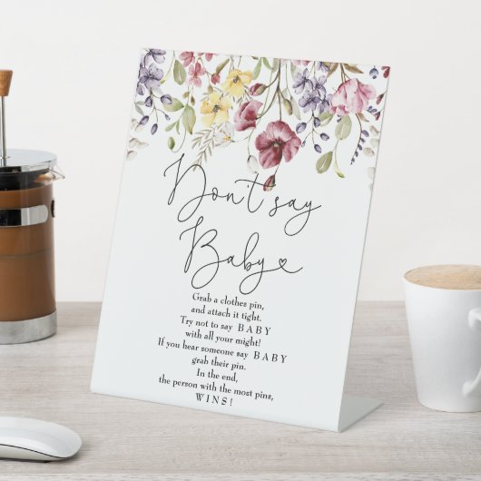 Wildblumen Baby in Blütendusche sagen nicht Baby Sockelschild (In SItu)