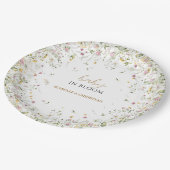 Wildblumen Baby in Blütenpapierplatte Pappteller (Schrägansicht)