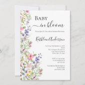 Wildblumen Baby in blutrosa Lila Kinderdusche Einladung (Vorderseite)