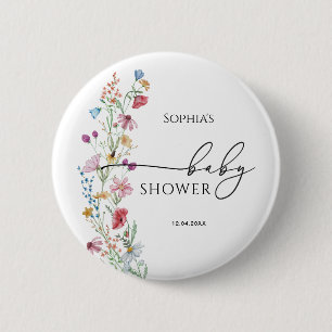 Wildblumen-Baby-Party Button