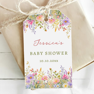 Wildblumen-Baby-Party Geschenkanhänger