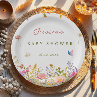 Wildblumen-Baby-Party Pappteller