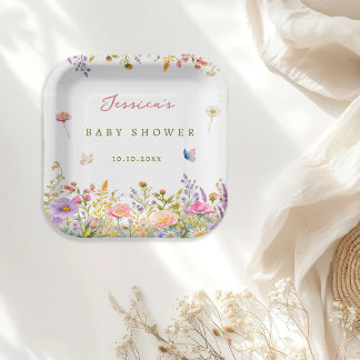 Wildblumen-Baby-Party Pappteller