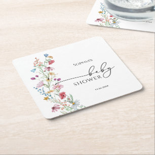 Wildblumen-Baby-Party Rechteckiger Pappuntersetzer