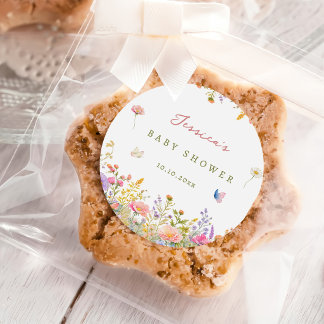 Wildblumen-Baby-Party Runder Aufkleber