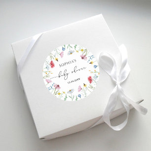 Wildblumen-Baby-Party Runder Aufkleber