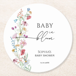Wildblumen Baby Shower Runder Pappuntersetzer