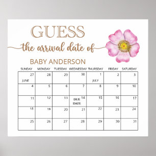 Wildblumen Baby Shower Vorhersage Termin Kalender  Poster