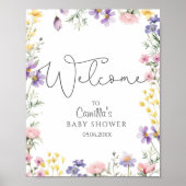 Wildblumen Babydusche Begrüßung Poster (Vorne)