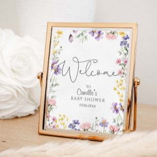Wildblumen Babydusche Begrüßung Poster