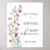 Wildblumen Babydusche Begrüßung Poster (Vorne)