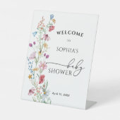 Wildblumen Babydusche Begrüßung Sockelschild (Vorderseite)