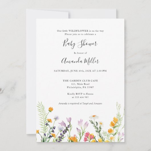 Wildblumen Babydusche Boho Spring Save The Date (Vorderseite)