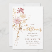 Wildblumen Babydusche einladen, Minimalistisches B Einladung (Vorderseite)