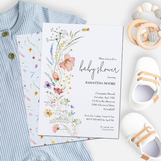 Wildblumen Babydusche Einladung