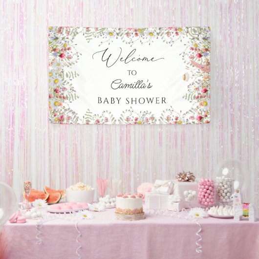 Wildblumen Babydusche Hintergrund-Banner Banner (Party)