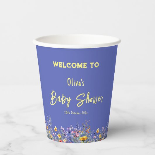 Wildblumen Babydusche Papiertasse Pappbecher (Vorderseite)