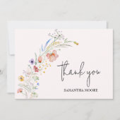 Wildblumen Babydusche pink Dankeskarte (Vorderseite)