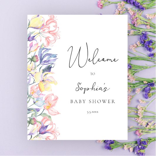 Wildblumen Babydusche Poster
