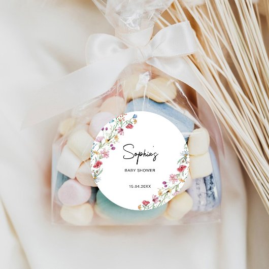 Wildblumen Babydusche Runder Aufkleber