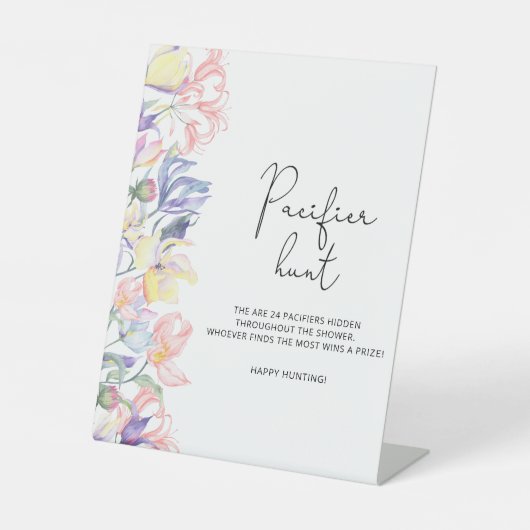 Wildblumen Babydusche Schnuller Jagd Spiel Sockelschild (Vorderseite)