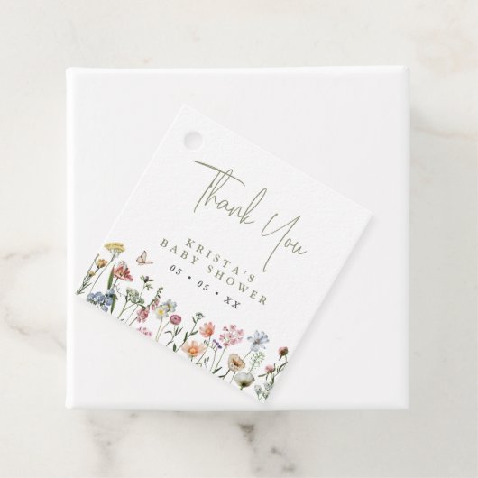 Wildblumen Babydusche Vielen Dank Geschenkanhänger (Beispiel)