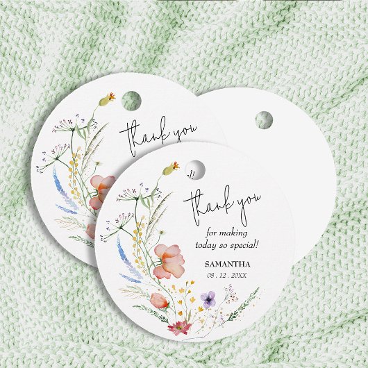 Wildblumen Babydusche Vielen Dank Geschenkanhänger