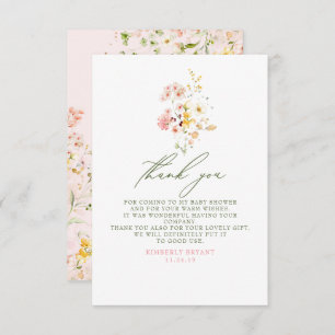 Wildblumen Babydusche wenig Dank Dankeskarte