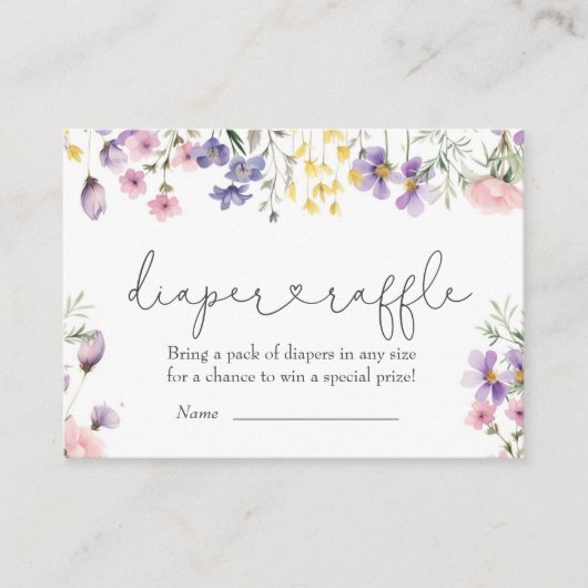 Wildblumen Babydusche Windelwaschmaschine Begleitkarte (Vorderseite)