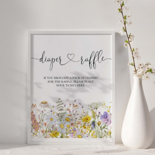 Wildblumen Babydusche Windelwaschmaschine Poster