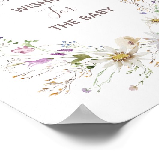 Wildblumen Babydusche Wünsche für Babysignatur Poster (Ecke)
