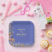 Wildblumen Babyduschplatte Pappteller (Party)