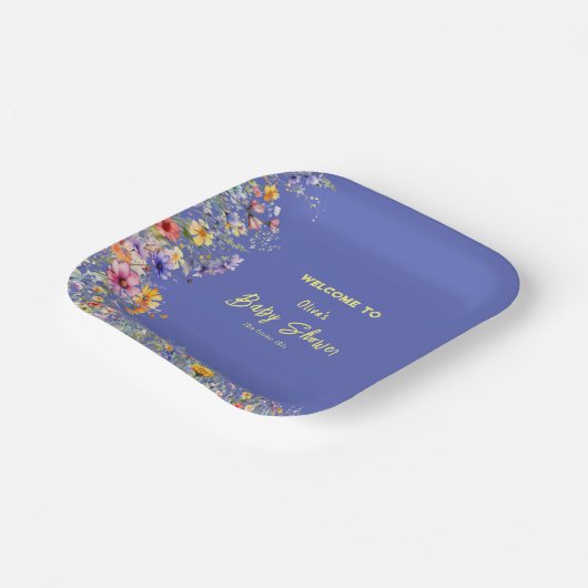 Wildblumen Babyduschplatte Pappteller (Gewinkelt)